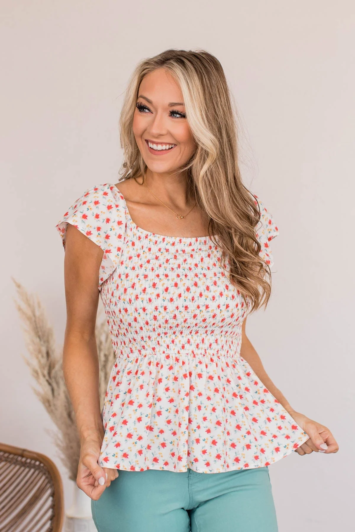 Dearest Rose Off-The-Shoulder Blouse- Ivory - Image 3