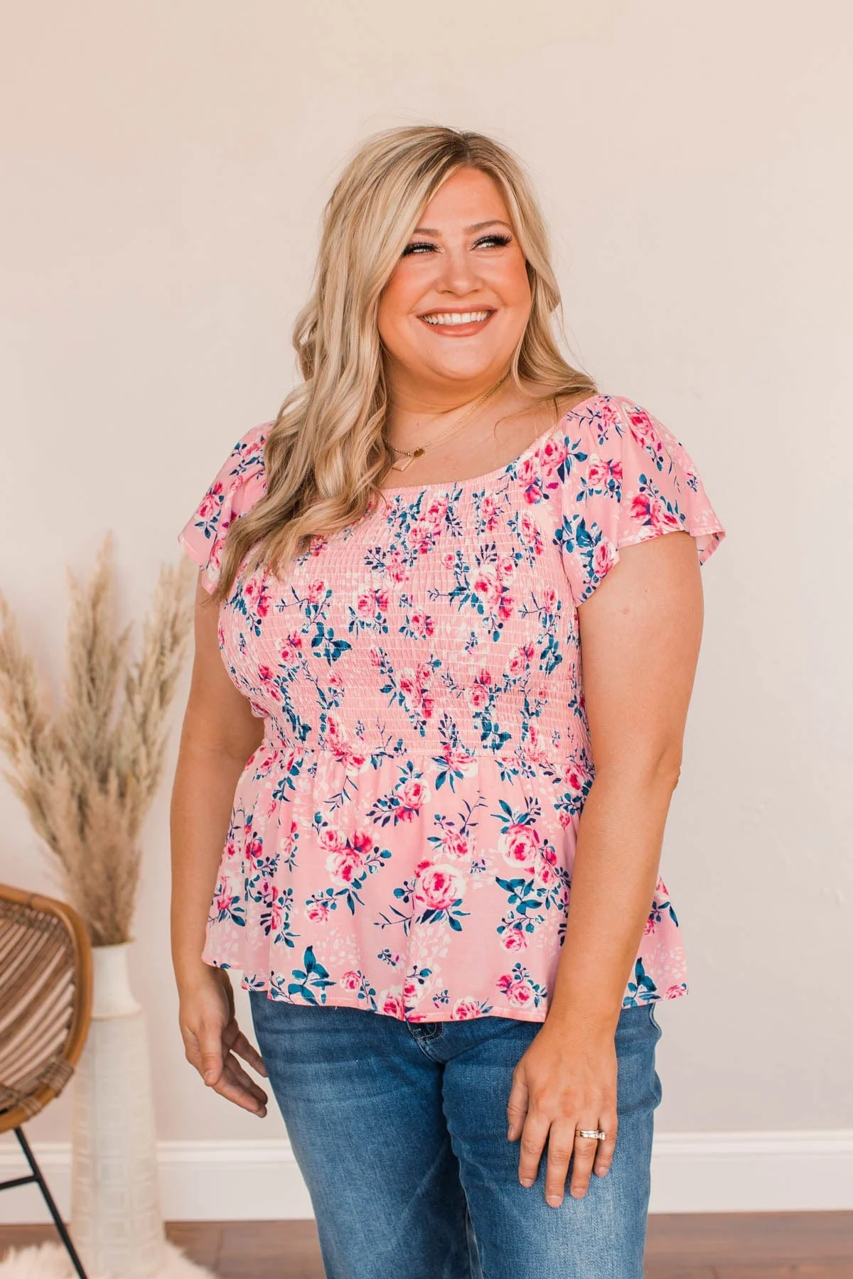 Dearest Rose Off-The-Shoulder Blouse- Pink - Image 2