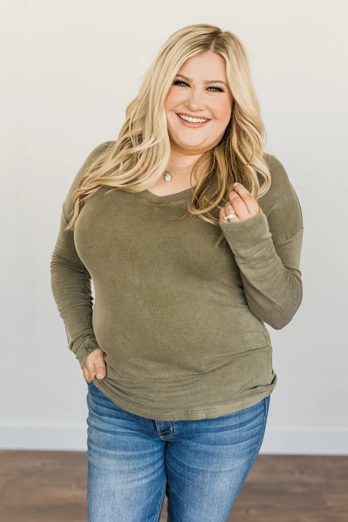Dearly Beloved Long Sleeve Top- Dark Olive - Image 2