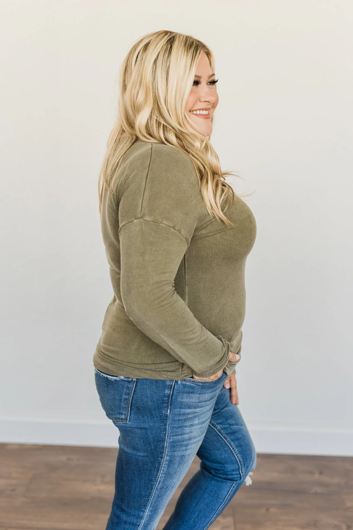 Dearly Beloved Long Sleeve Top- Dark Olive - Image 8