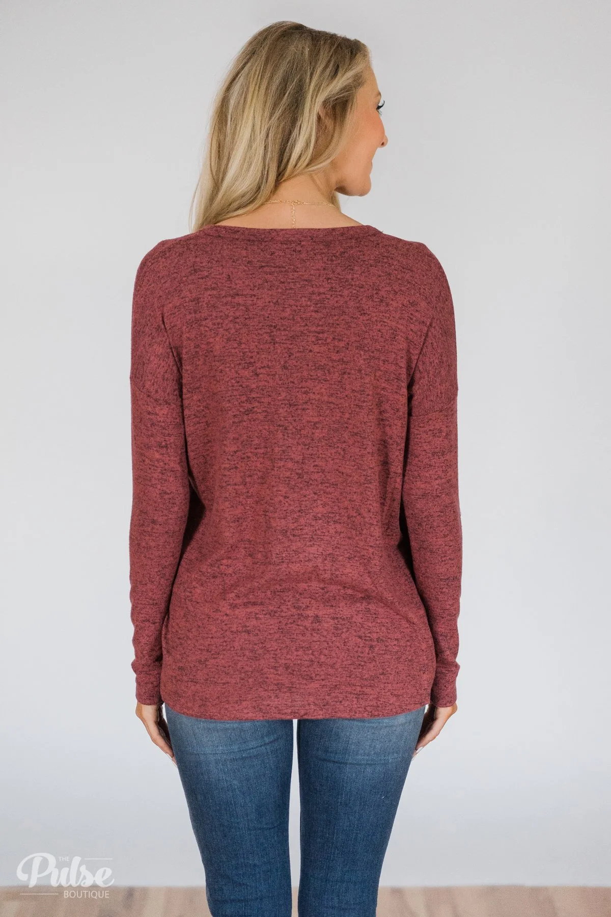 Dearly Loved Button Down Top- Dusty Maroon - Image 6
