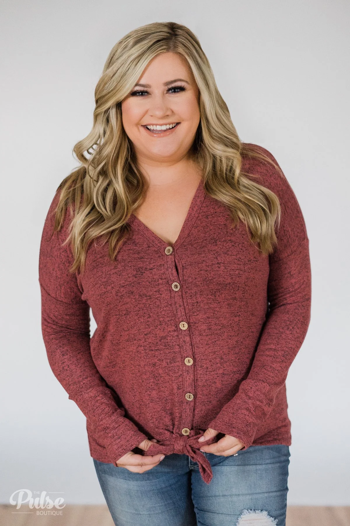 Dearly Loved Button Down Top- Dusty Maroon - Image 8