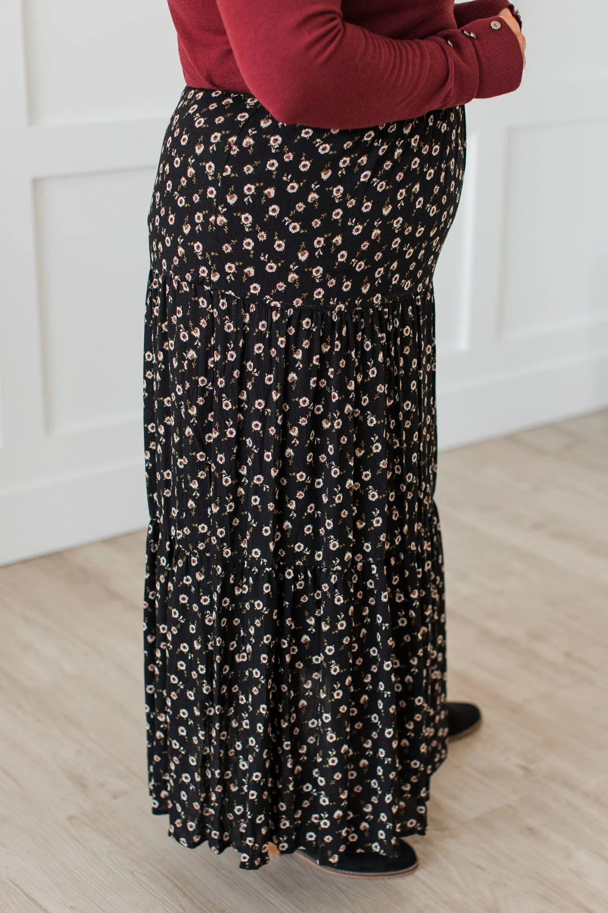 Decidedly Perfect Floral Skirt- Black - Image 6