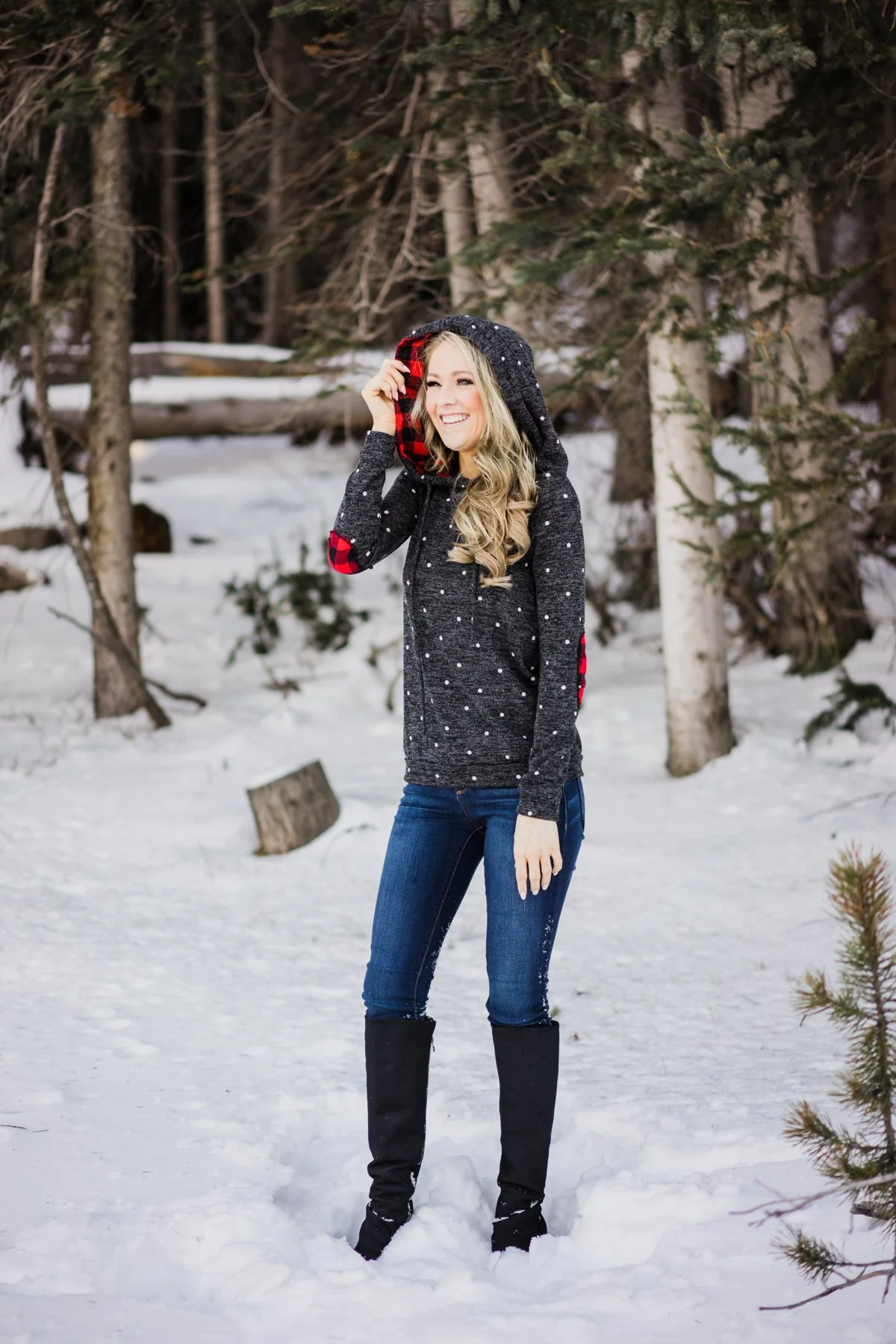 Deck the Halls ~ Polka Dot & Buffalo Plaid Hoodie - Image 5