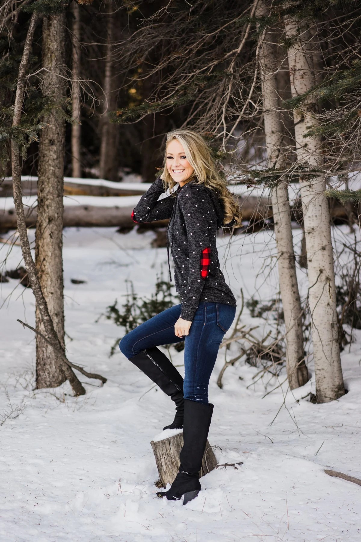 Deck the Halls ~ Polka Dot & Buffalo Plaid Hoodie - Image 7