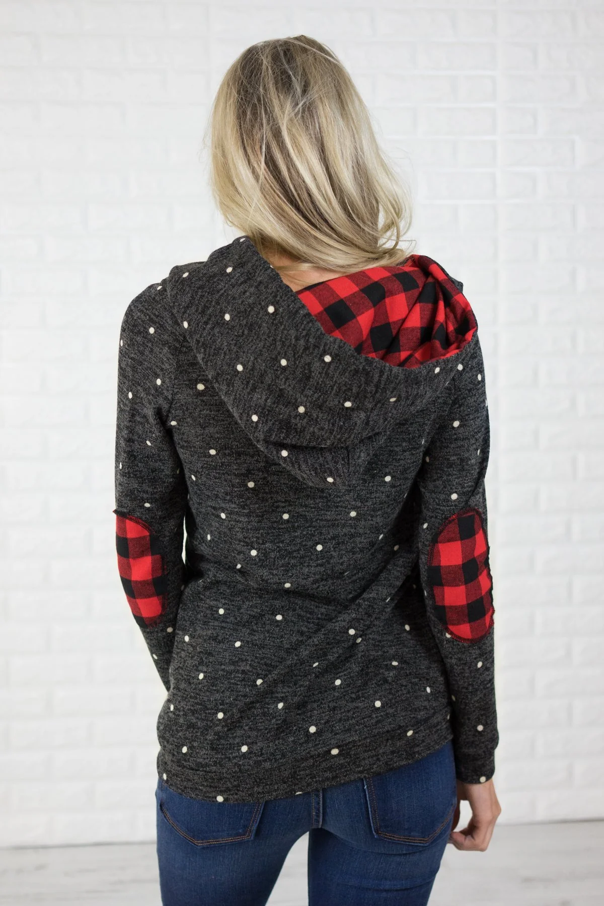 Deck the Halls ~ Polka Dot & Buffalo Plaid Hoodie - Image 9