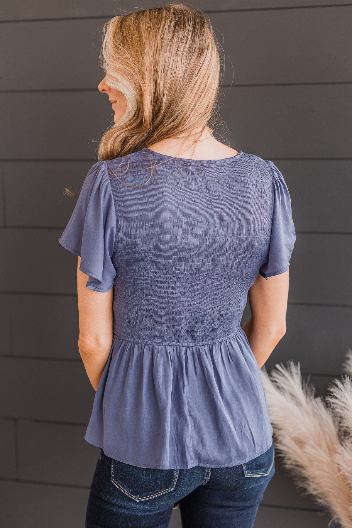 Dedicated Love Smocked Blouse- Midnight Blue - Image 7