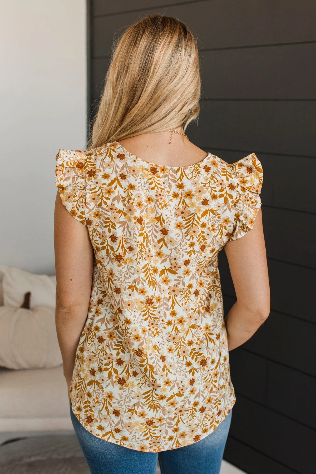 Dedicated To This Floral Top- Ivory & Mustard - Image 7