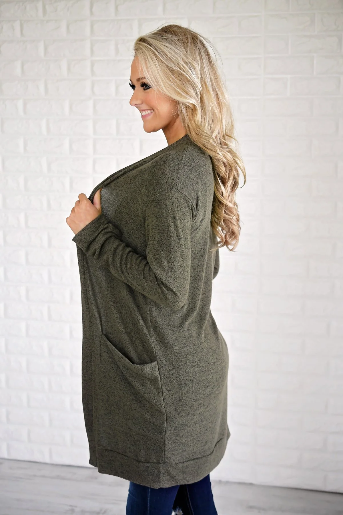 Deep Moss Long Cardigan - Image 4