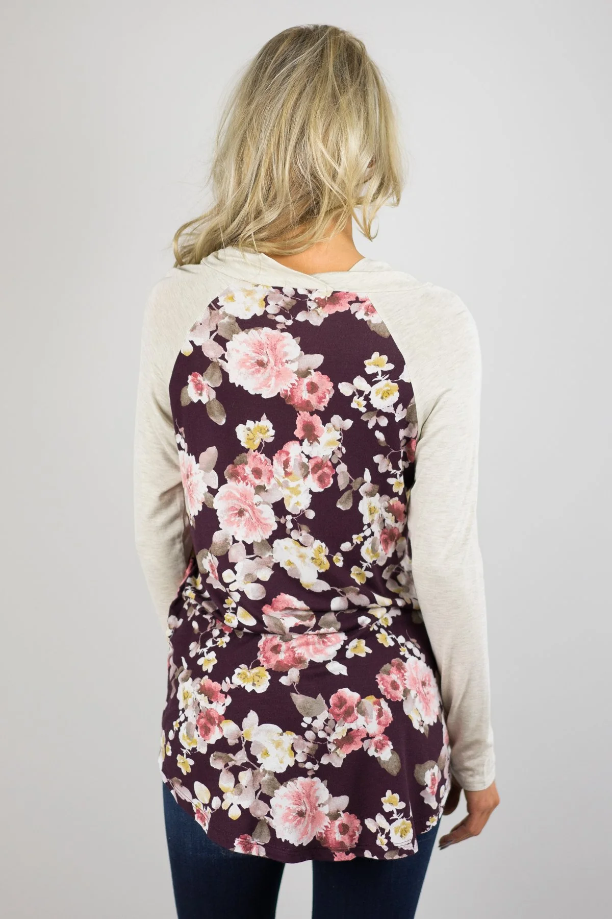 Deep Wine Floral Cowl Neck - Image 5