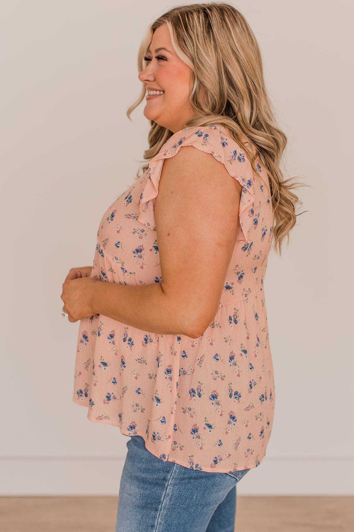 Deeply Adored Floral Babydoll Top- Light Pink - Image 6