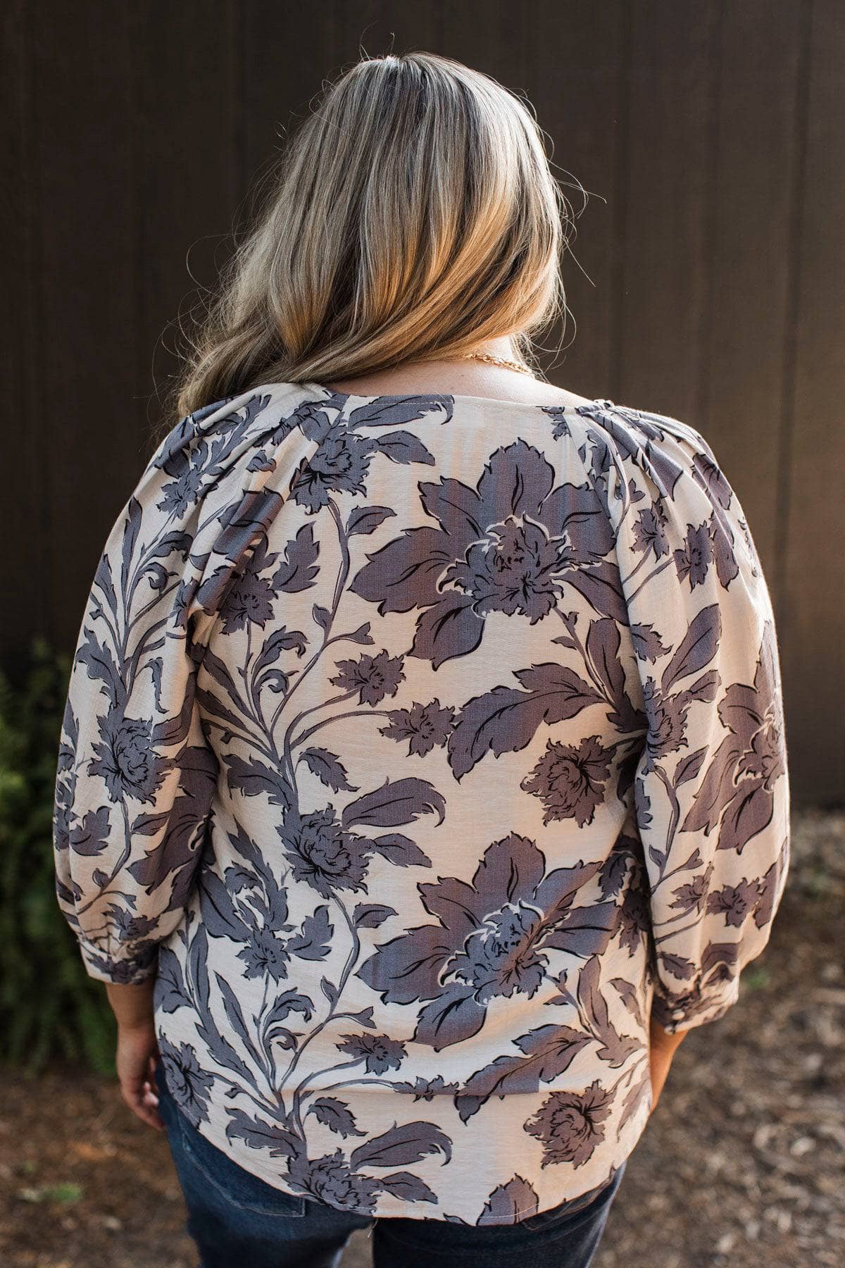 Definite Beauty Floral Blouse- Off-White & Slate Grey - Image 9