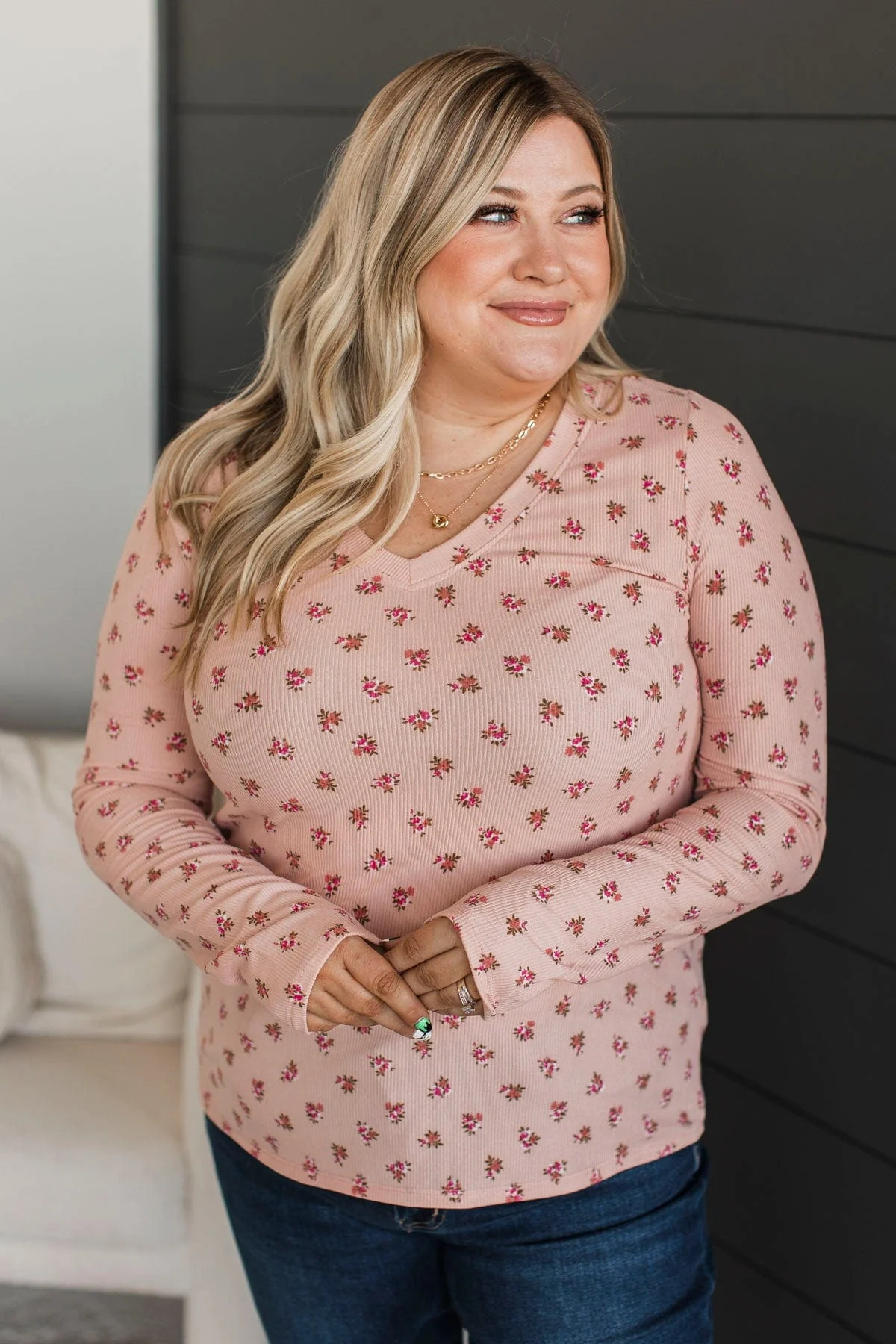 Definitely A Dreamer Floral Top- Blush - Image 3