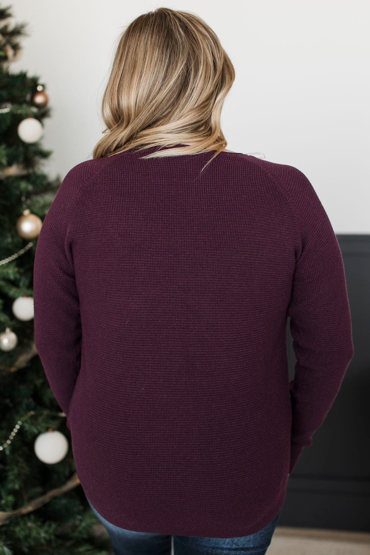 Definitely The Cutest Knit Sweater- Dark Plum - Image 7