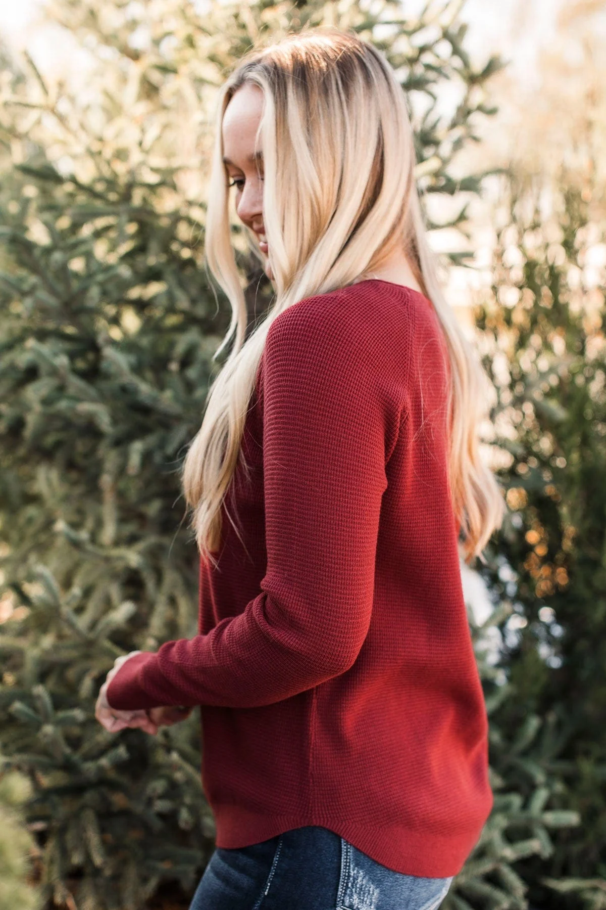Definitely The Cutest Knit Sweater- Dark Red - Image 6
