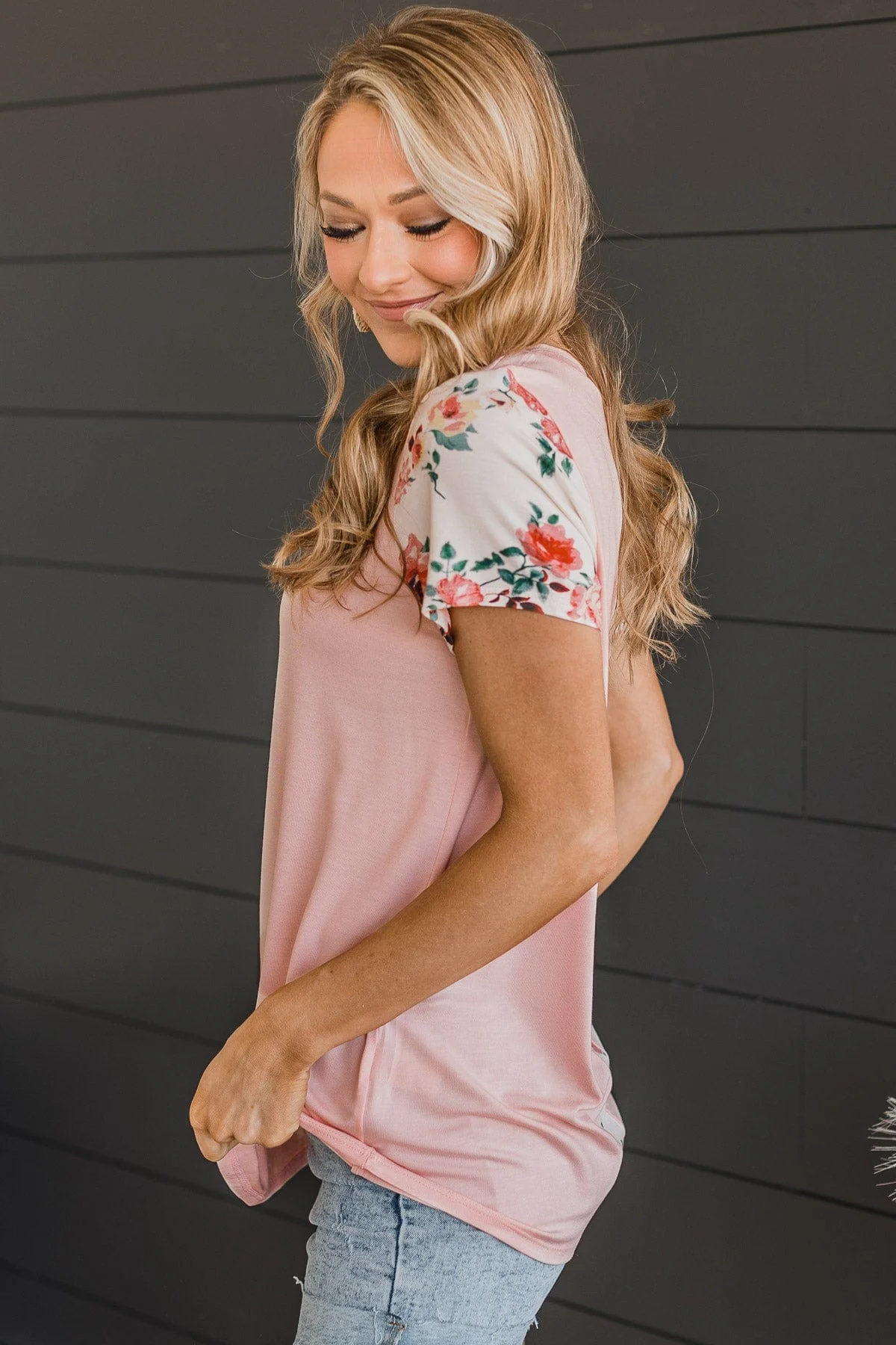 Delight My Heart Floral Sleeve Top- Blush - Image 6