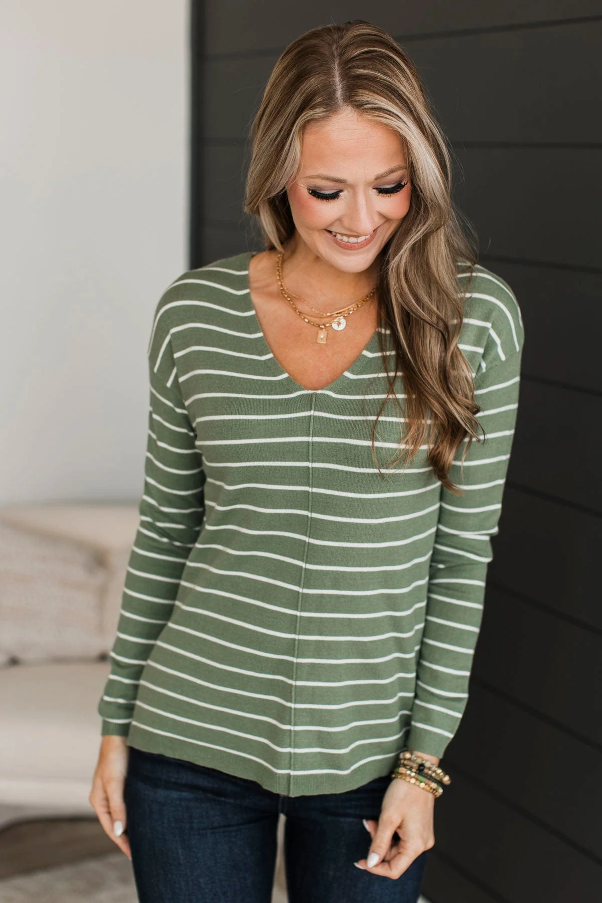 Delighted By This Striped Sweater- Spruce - Image 2