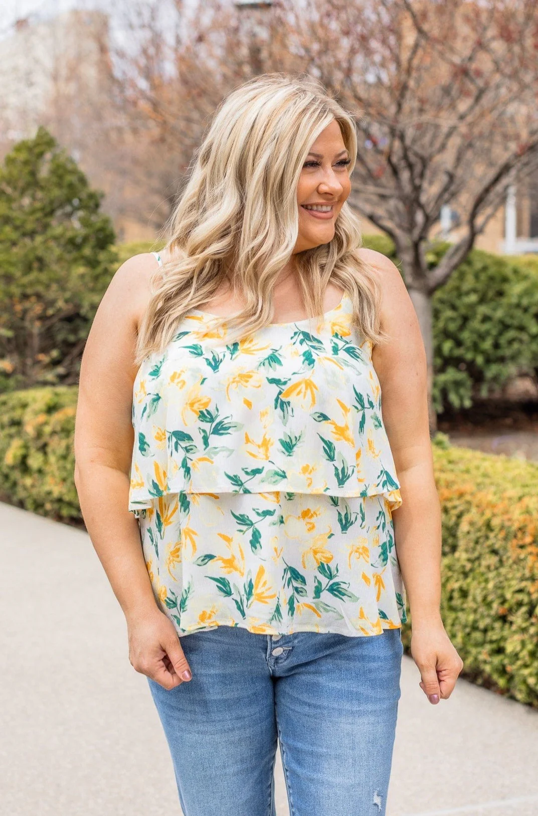 Delightful Daffodils Floral Tank- Ivory - Image 2