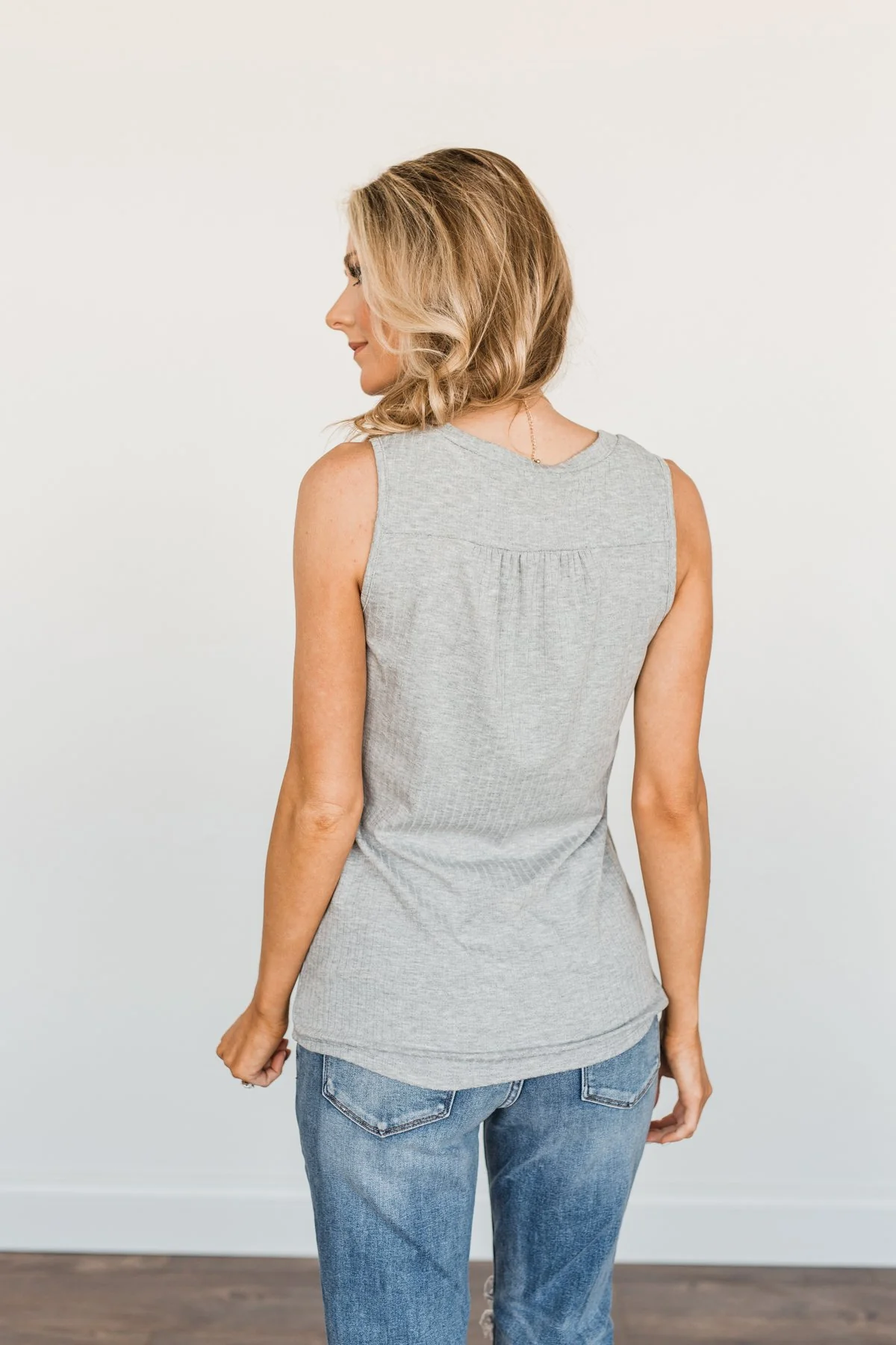 Delightful Daydreams V-Neck Tank Top- Grey - Image 8