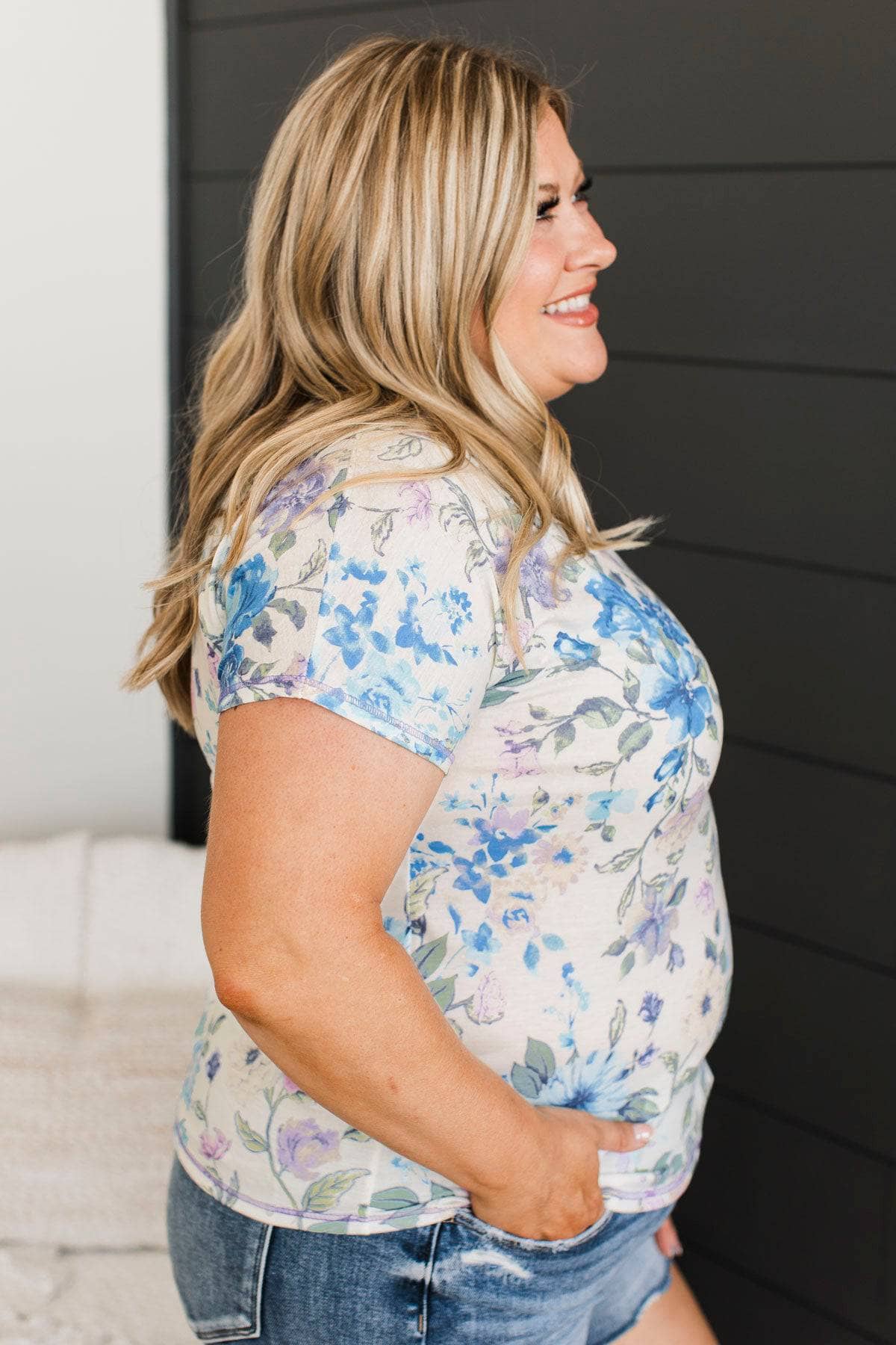 Delightful Inspiration Floral Top- Pale Mint & Lavender - Image 5