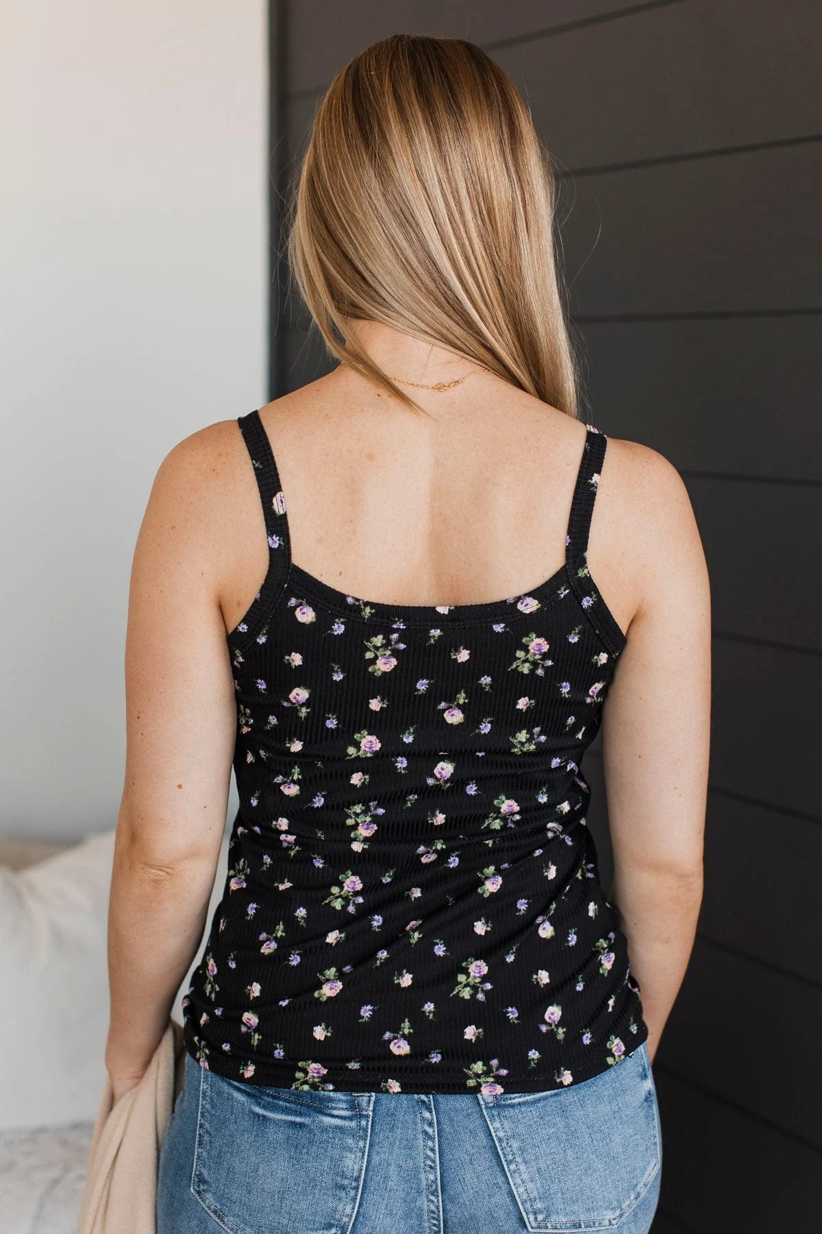 Delightful Life Floral Tank Top- Black - Image 7