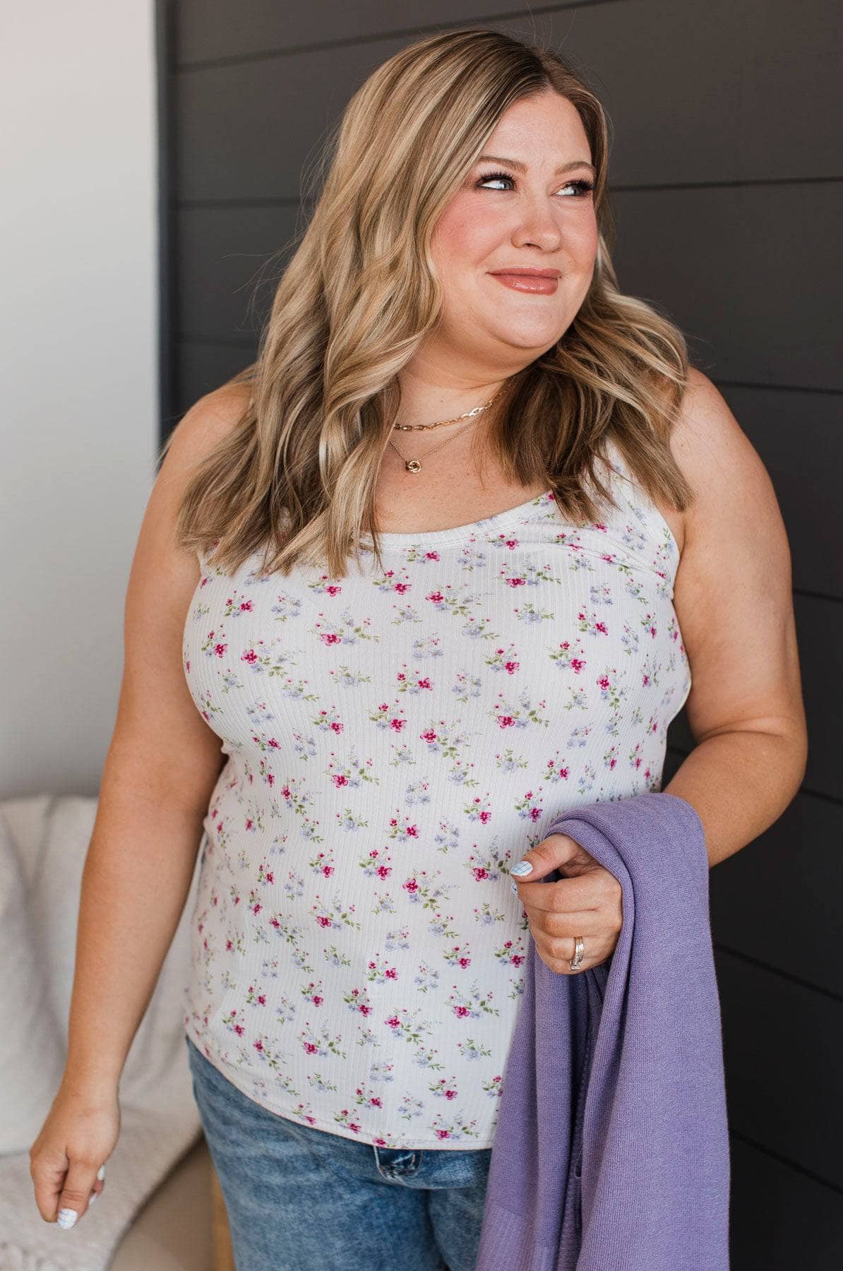 Delightful Life Floral Tank Top- Ivory - Image 3