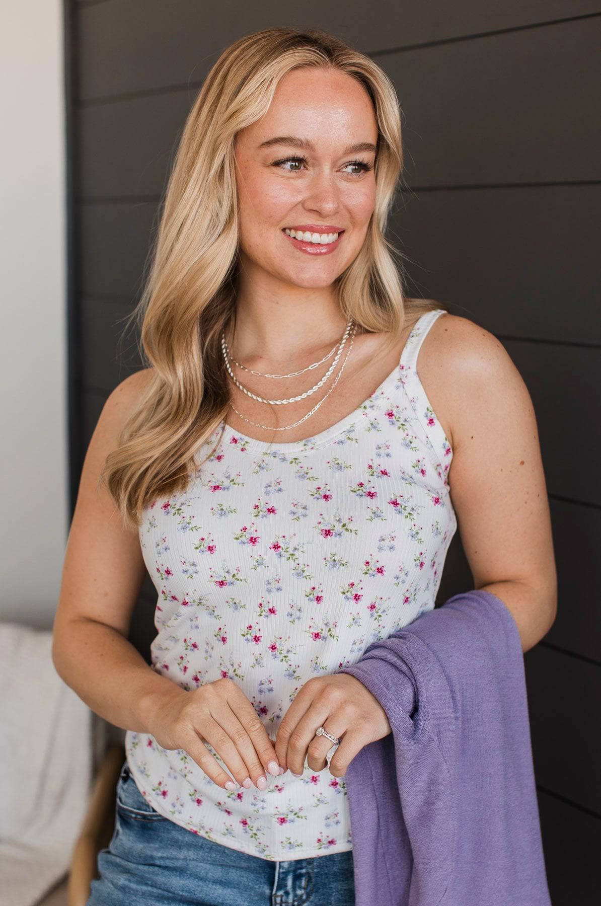 Delightful Life Floral Tank Top- Ivory - Image 4