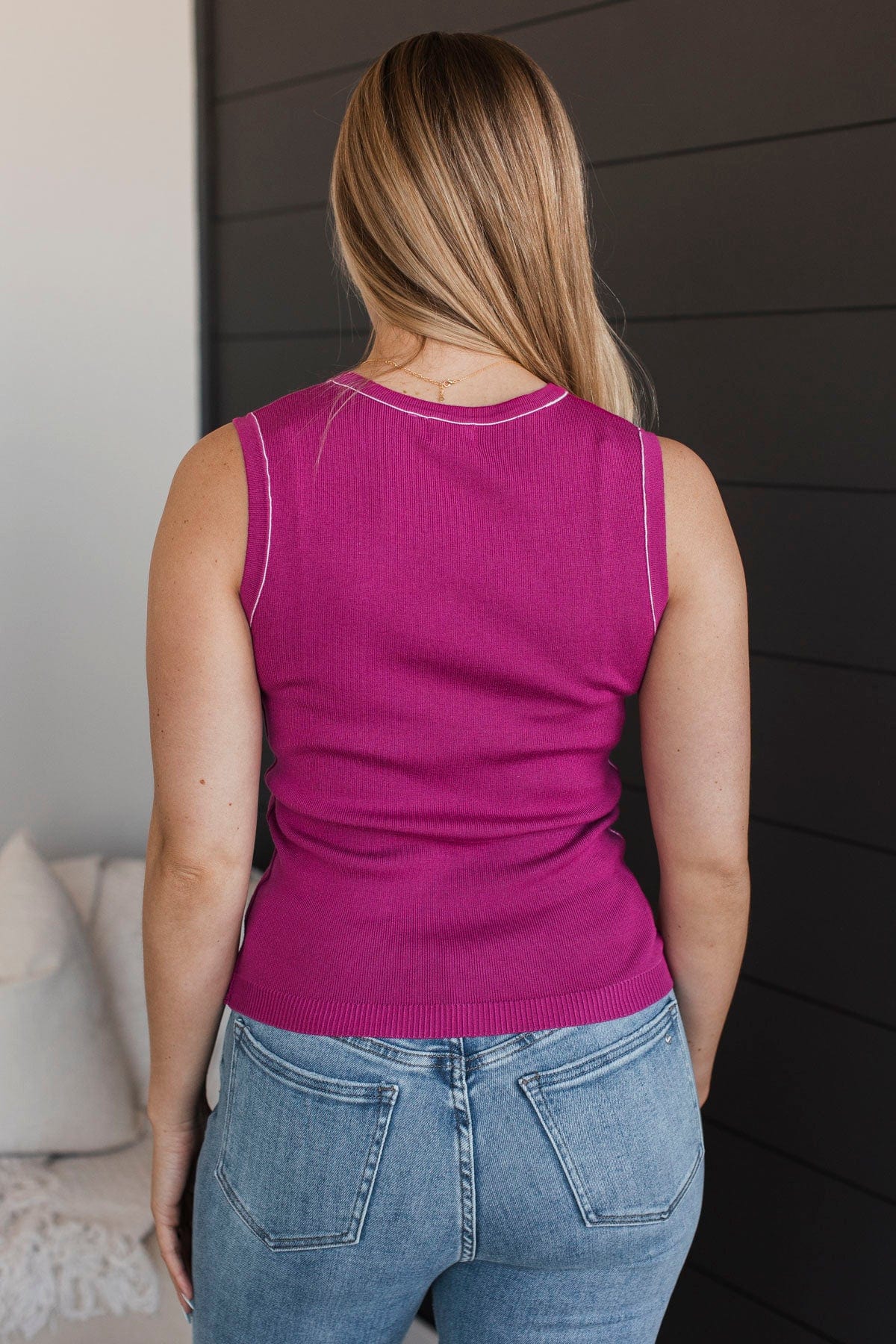 Delightful Love Knit Tank Top- Magenta - Image 8