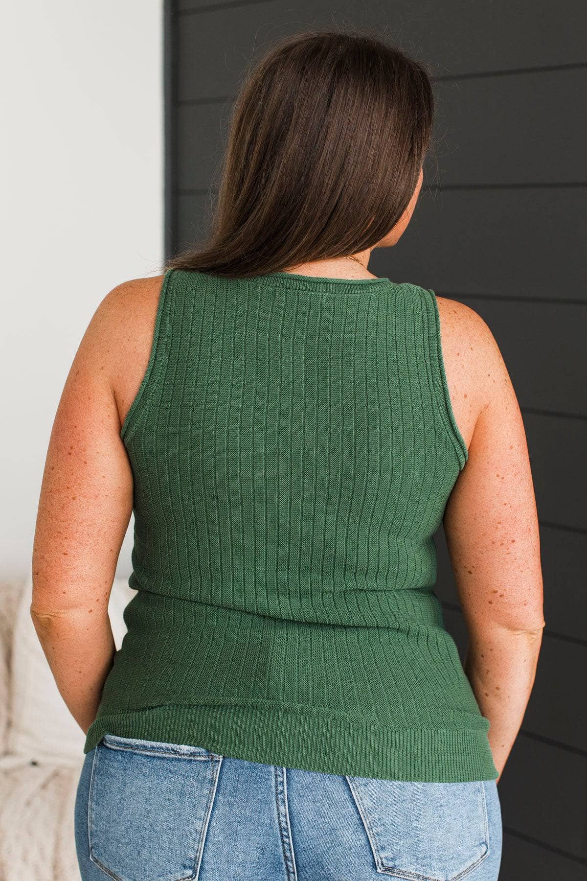 Delightful Memories Knit Tank Top- Dark Green - Image 8