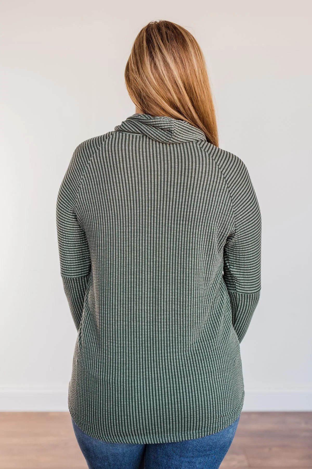 Delightfully Divine Cowl Neck Top- Olive - Image 7