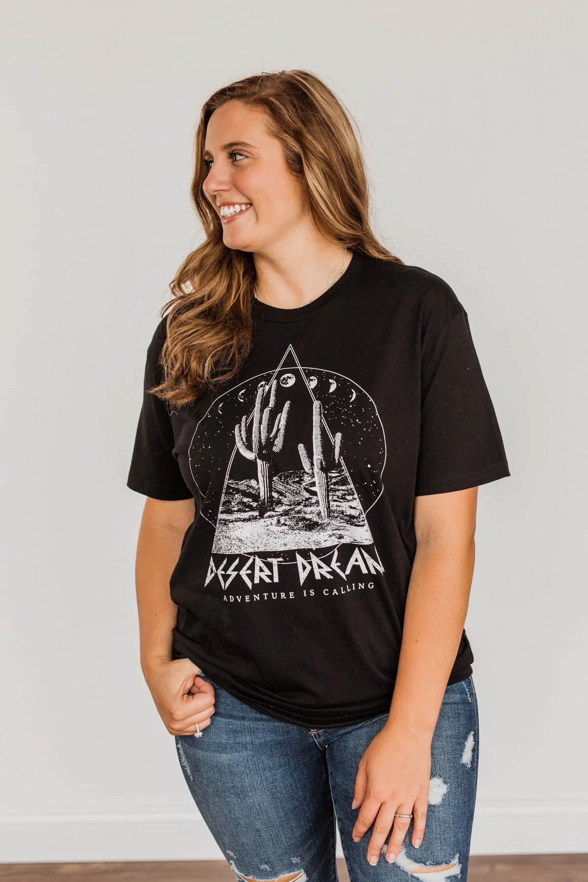 "Desert Dream, Adventure Is Calling" Graphic Top- Black - Image 8