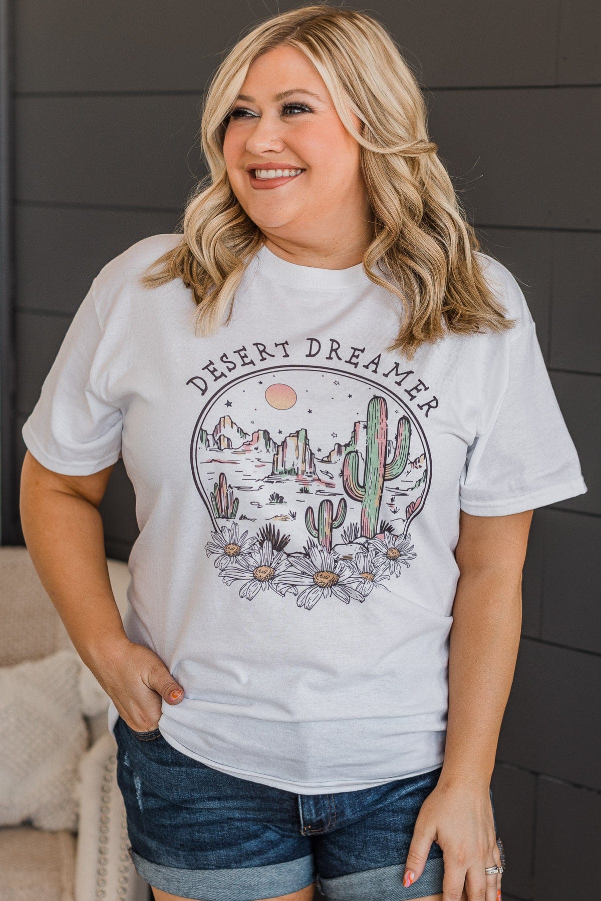 "Desert Dreamer" Graphic Tee- White - Image 5