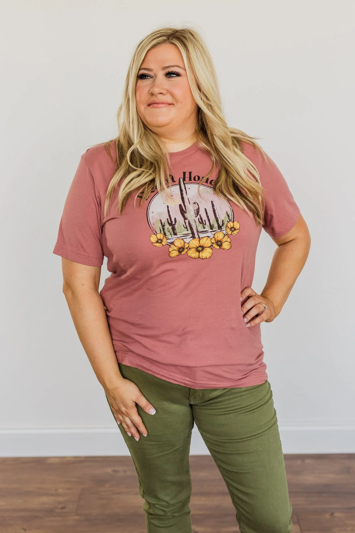 "Desert Honey" Cactus Graphic Top- Mauve - Image 6