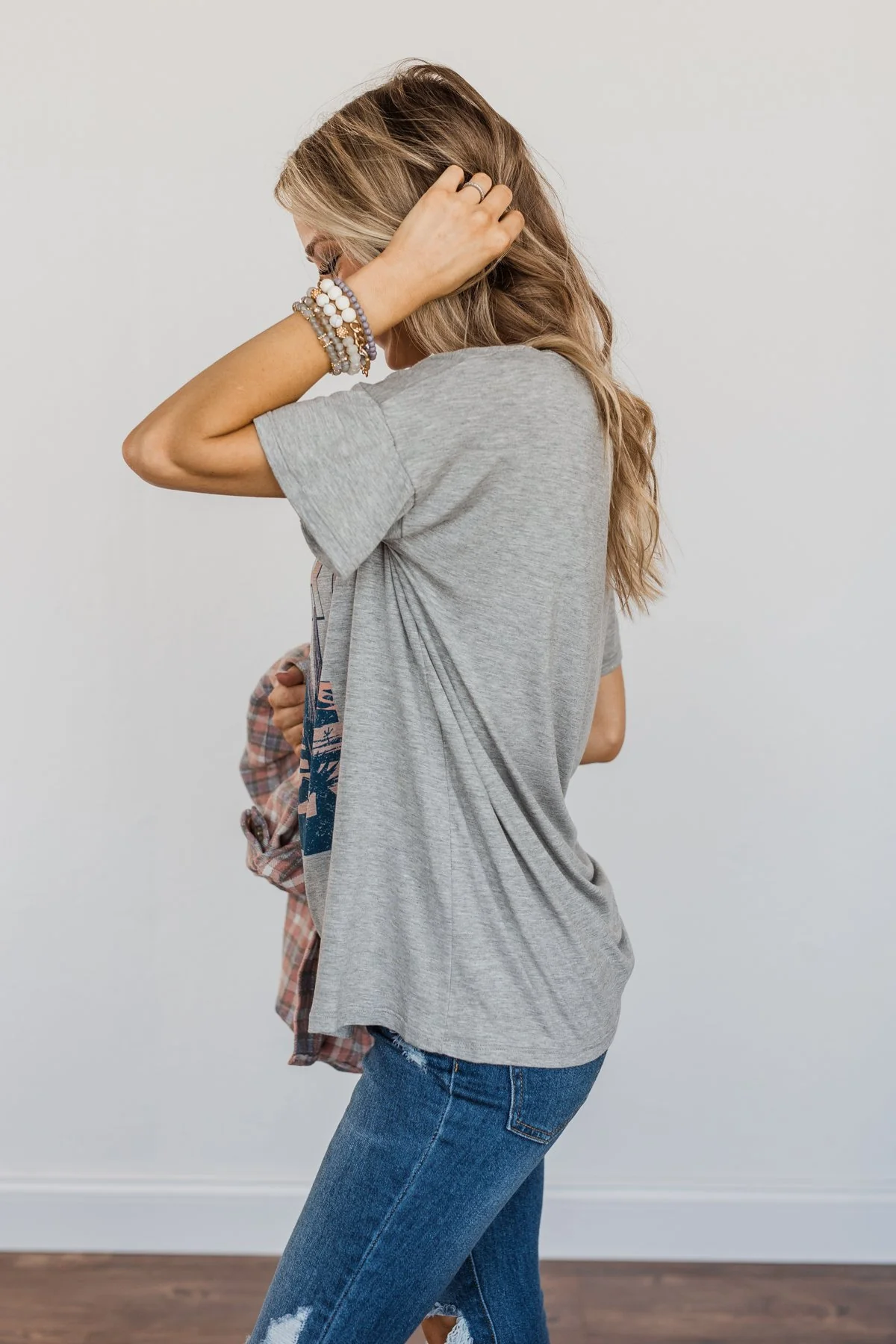 "Desert Vibes" Landscape Graphic Top- Grey - Image 9