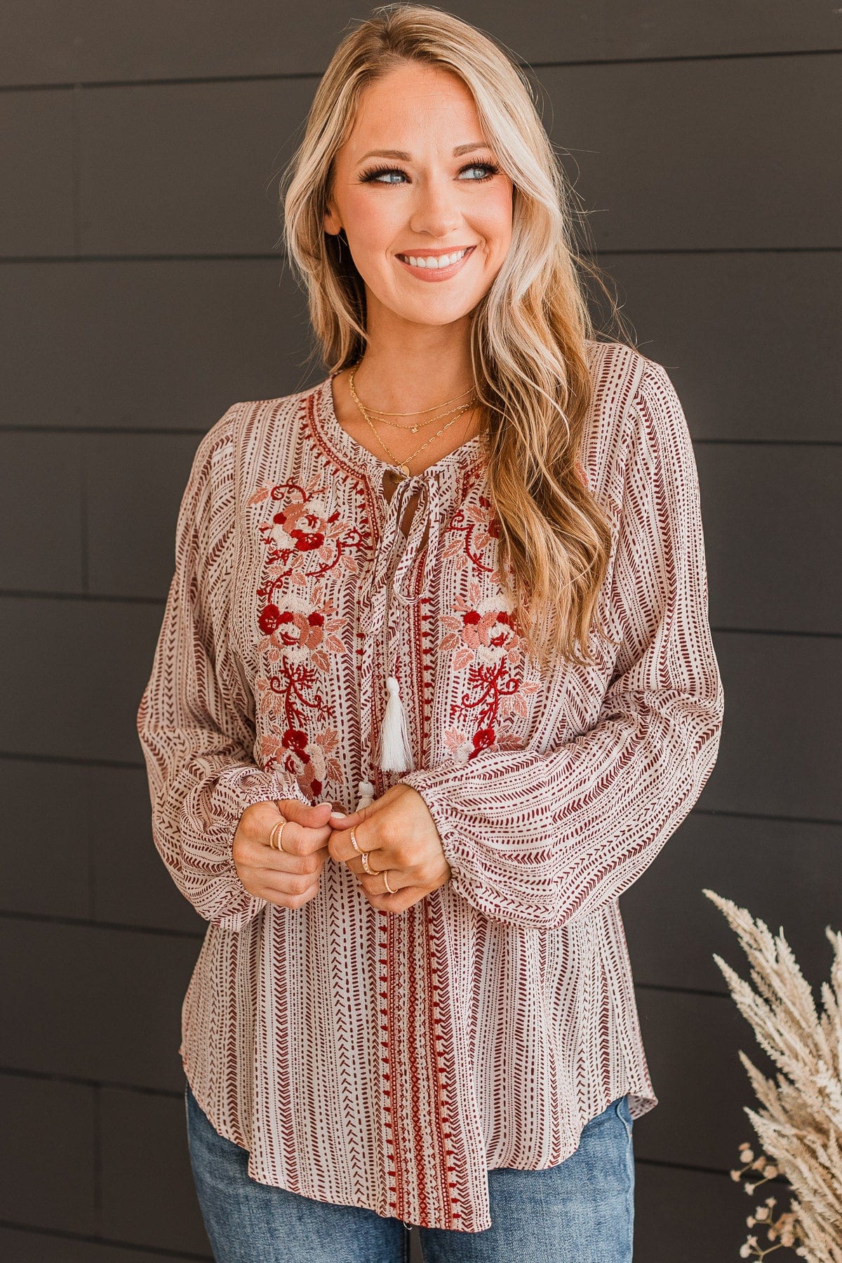 Destined For Success Blouse- Ivory & Rust - Image 4