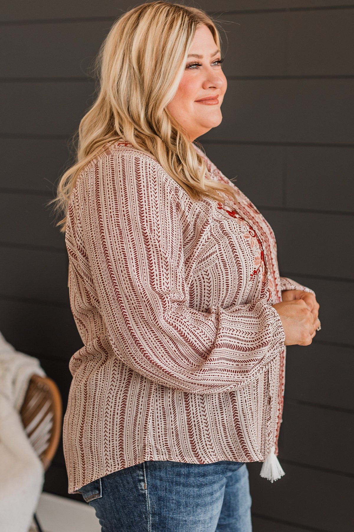 Destined For Success Blouse- Ivory & Rust - Image 5