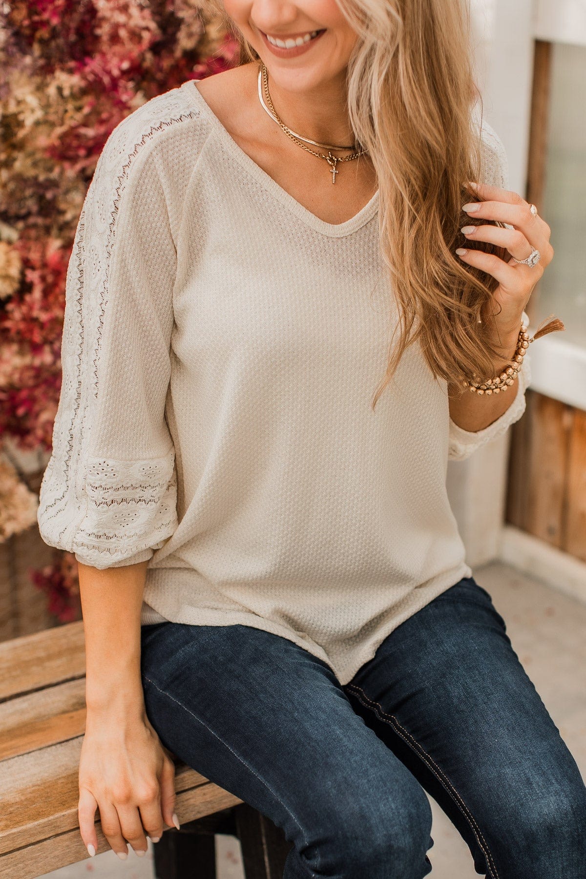 Destined To Charm Knit Top- Cream - Image 4