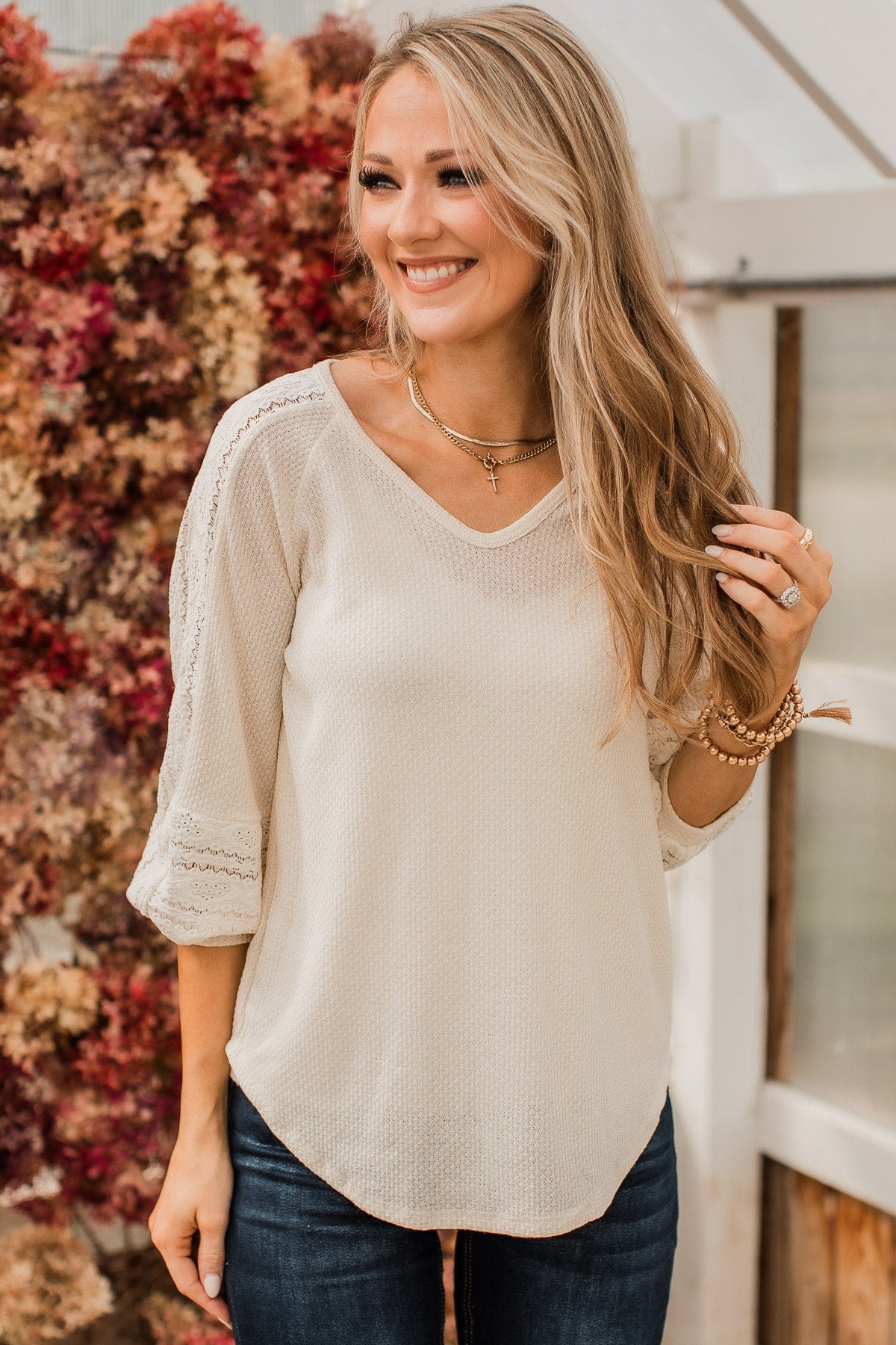 Destined To Charm Knit Top- Cream - Image 5
