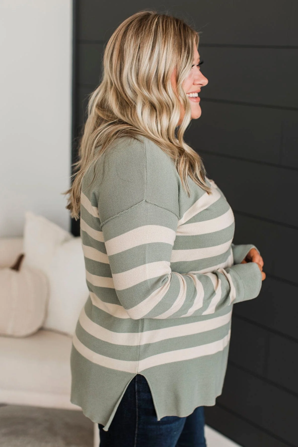 Destiny Calls Striped Sweater- Dusty Sage - Image 5