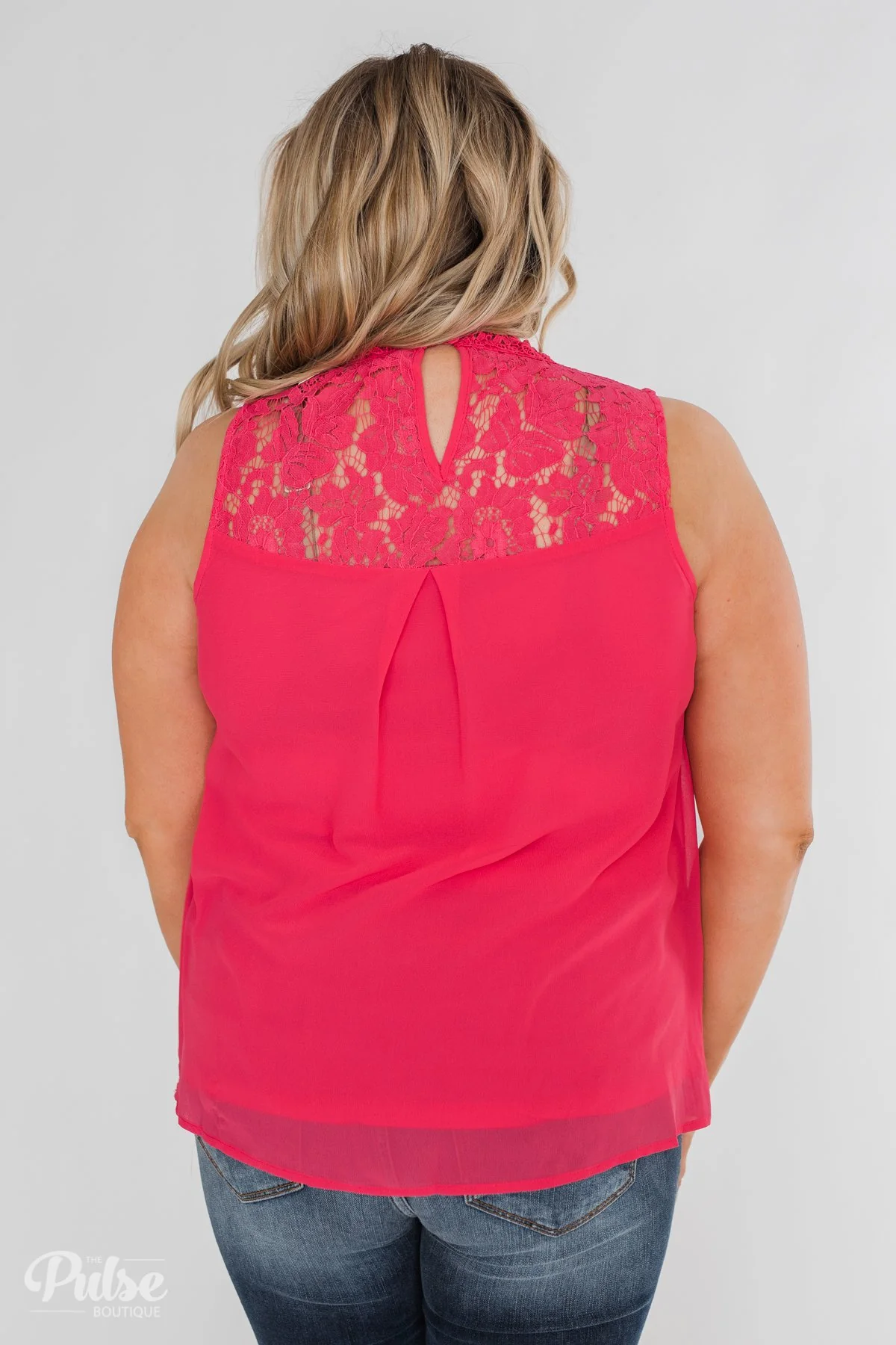 Detailed in Lace Tank Top- Hot Pink - Image 15