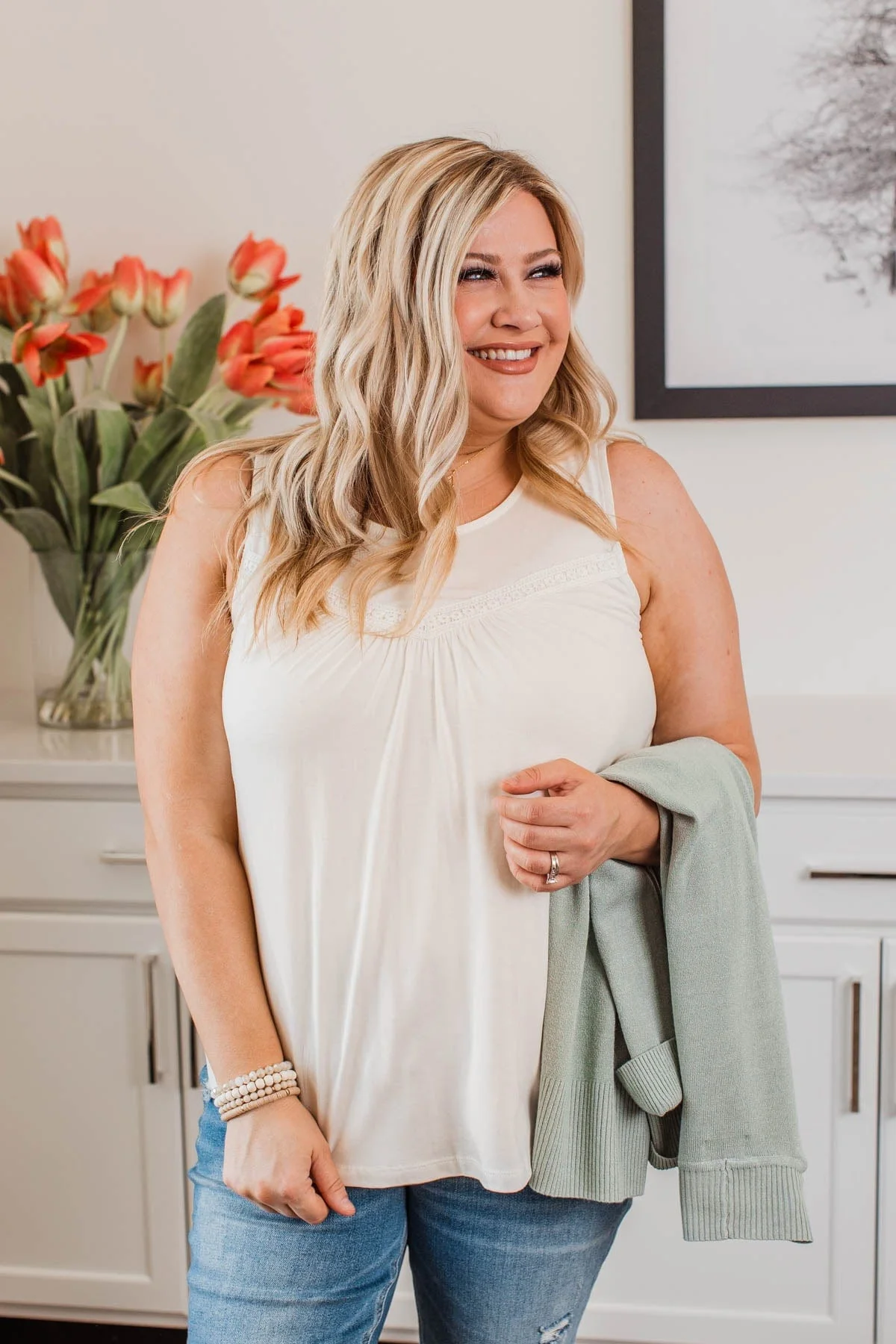 Devoted Darling Knit Tank Top- Ivory - Image 6