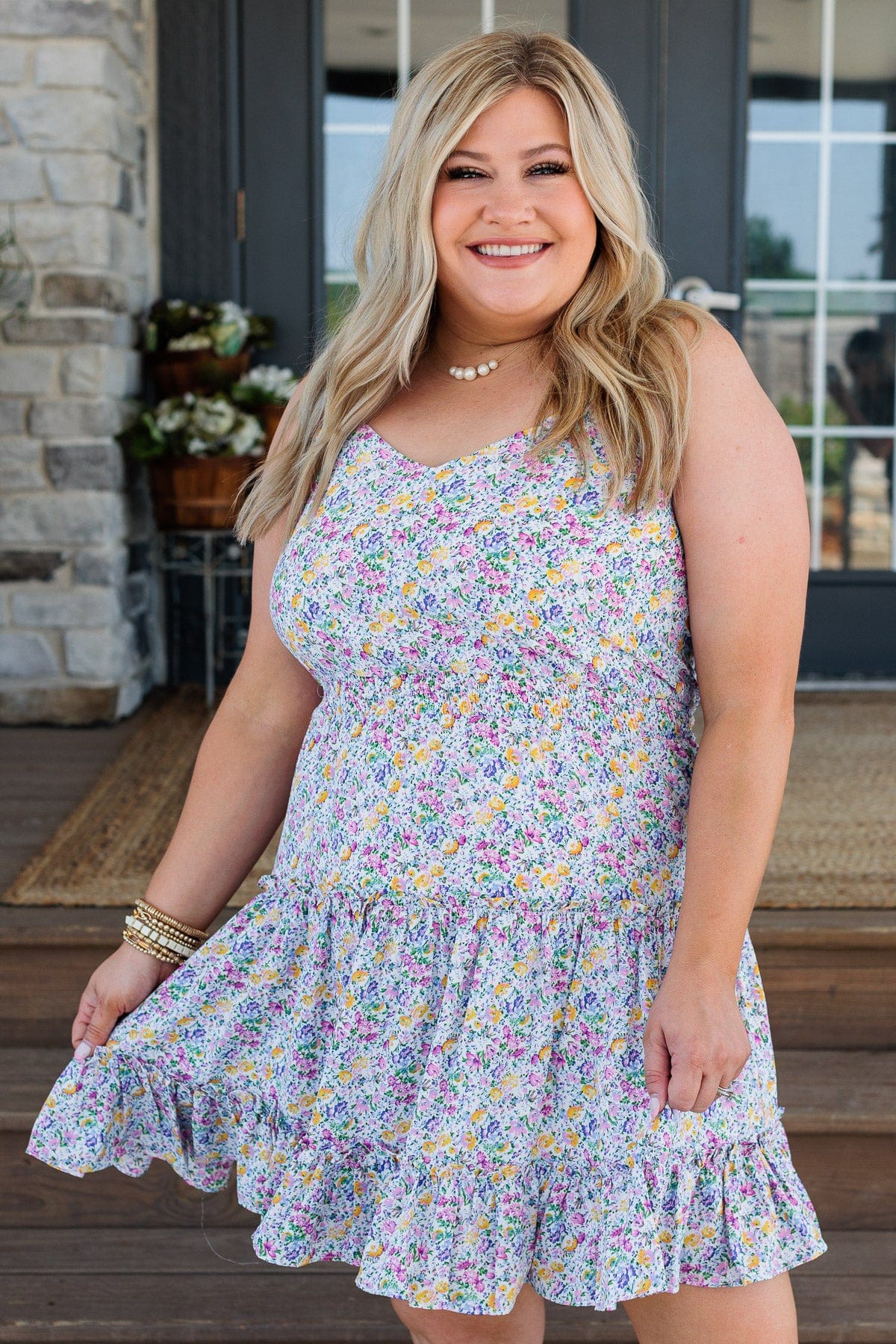 Devoted To You Floral Dress- Blue - Image 5