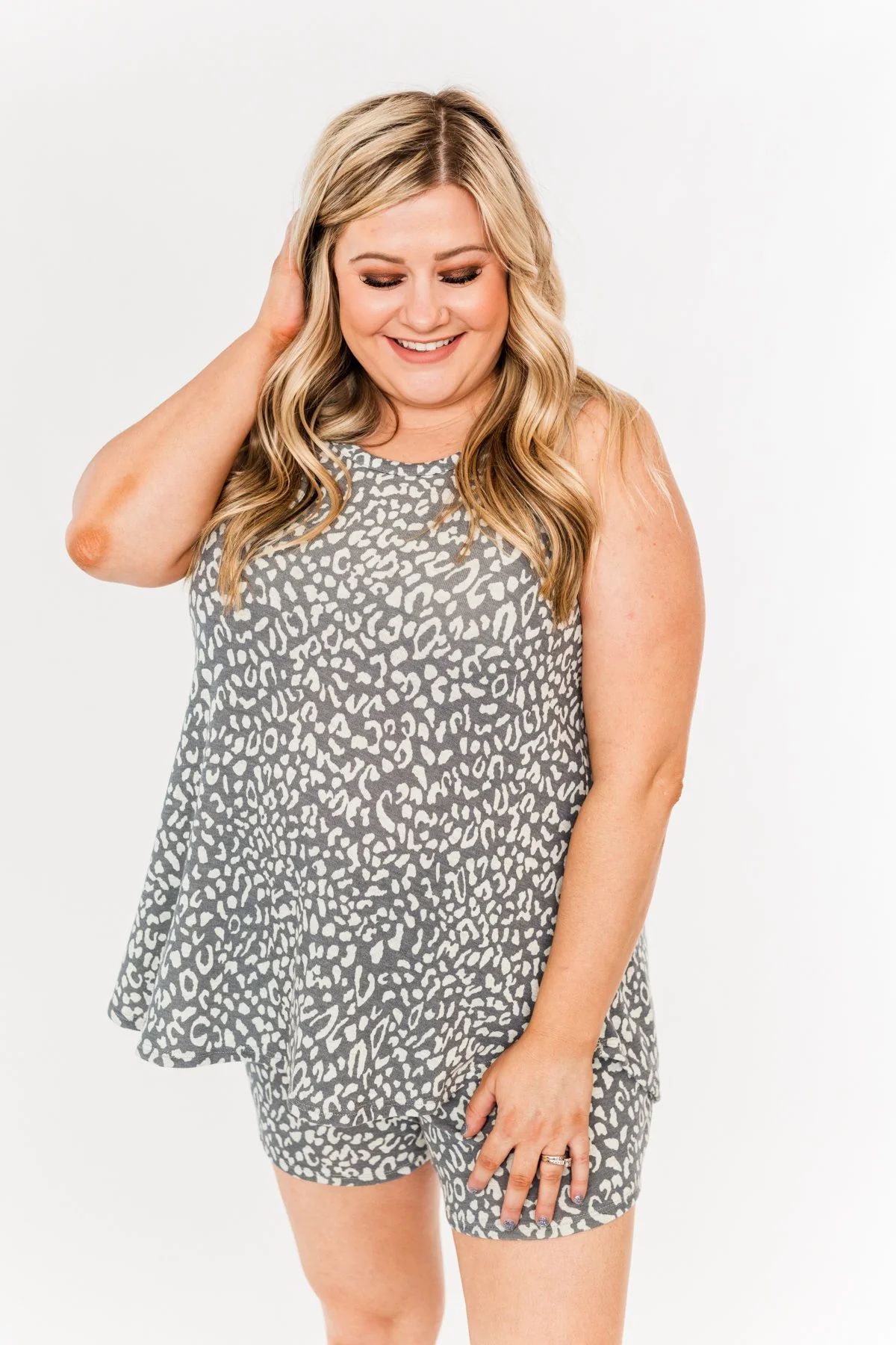 Discover Your Journey Leopard Tank Top- Charcoal & Ivory - Image 8