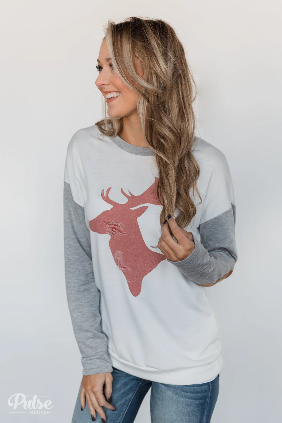 Distressed Deer Elbow Patch Top - Image 10