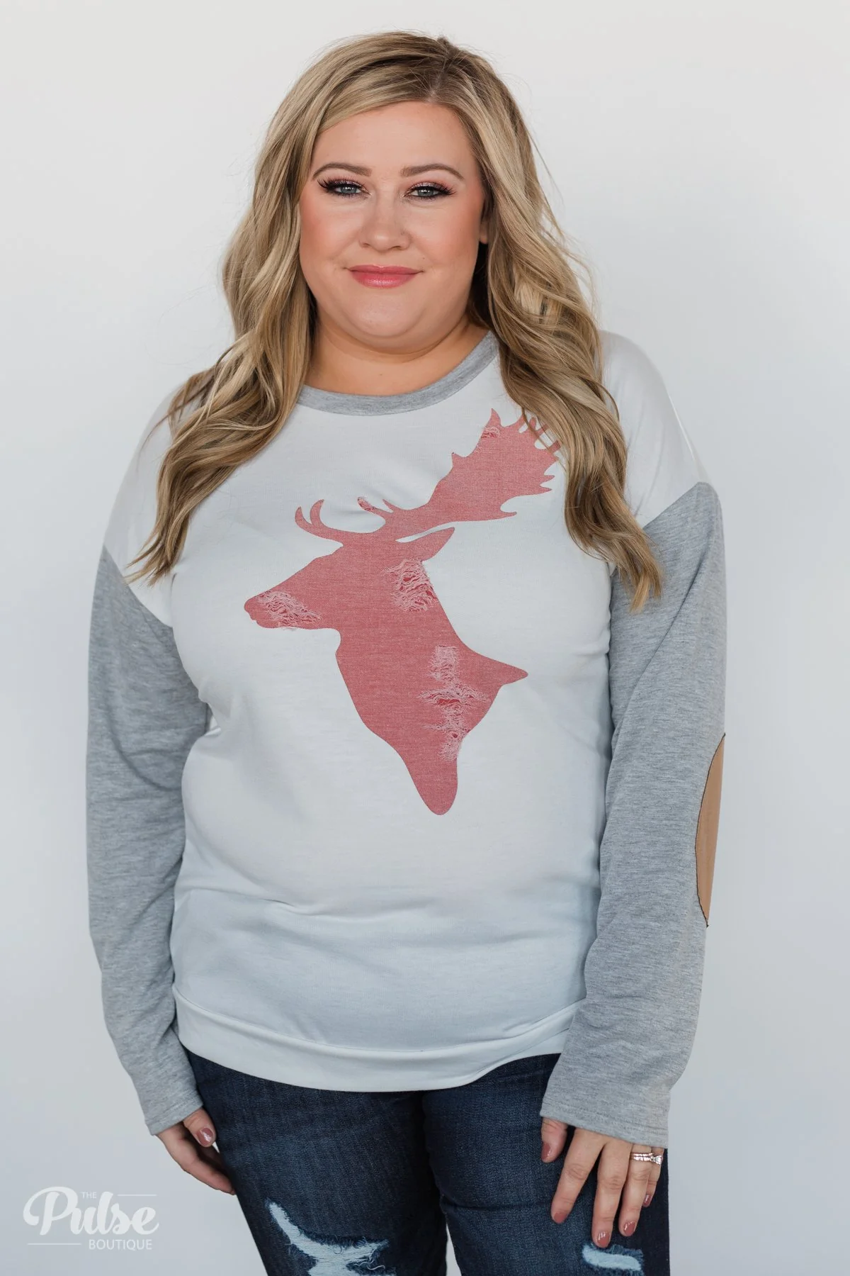 Distressed Deer Elbow Patch Top - Image 14