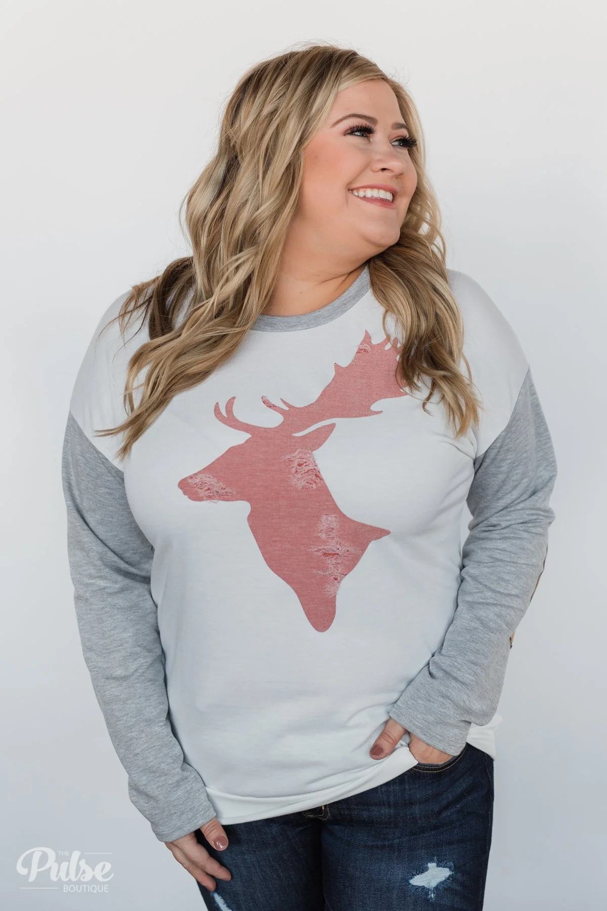 Distressed Deer Elbow Patch Top - Image 15