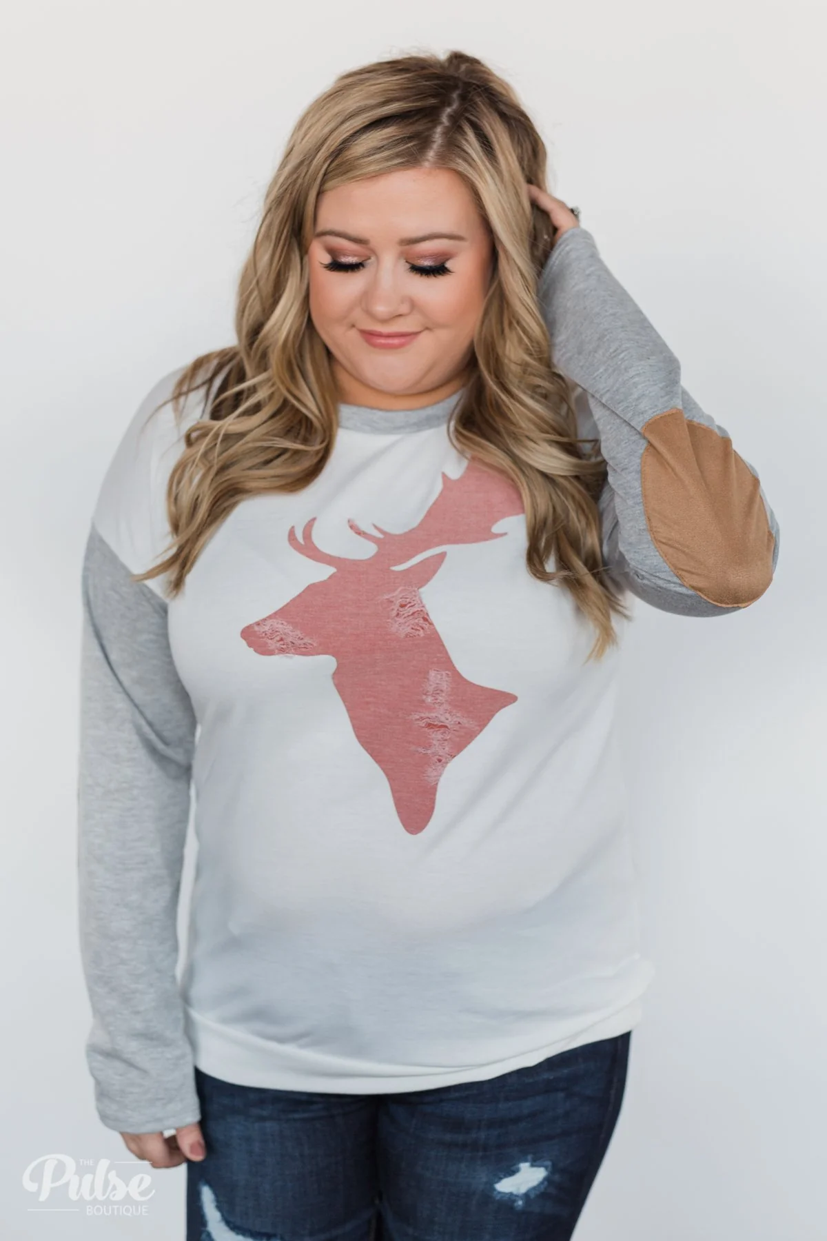 Distressed Deer Elbow Patch Top - Image 16