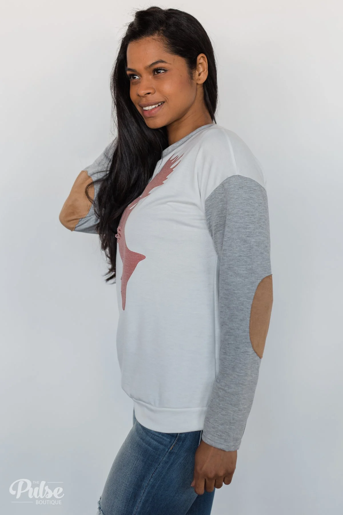 Distressed Deer Elbow Patch Top - Image 6