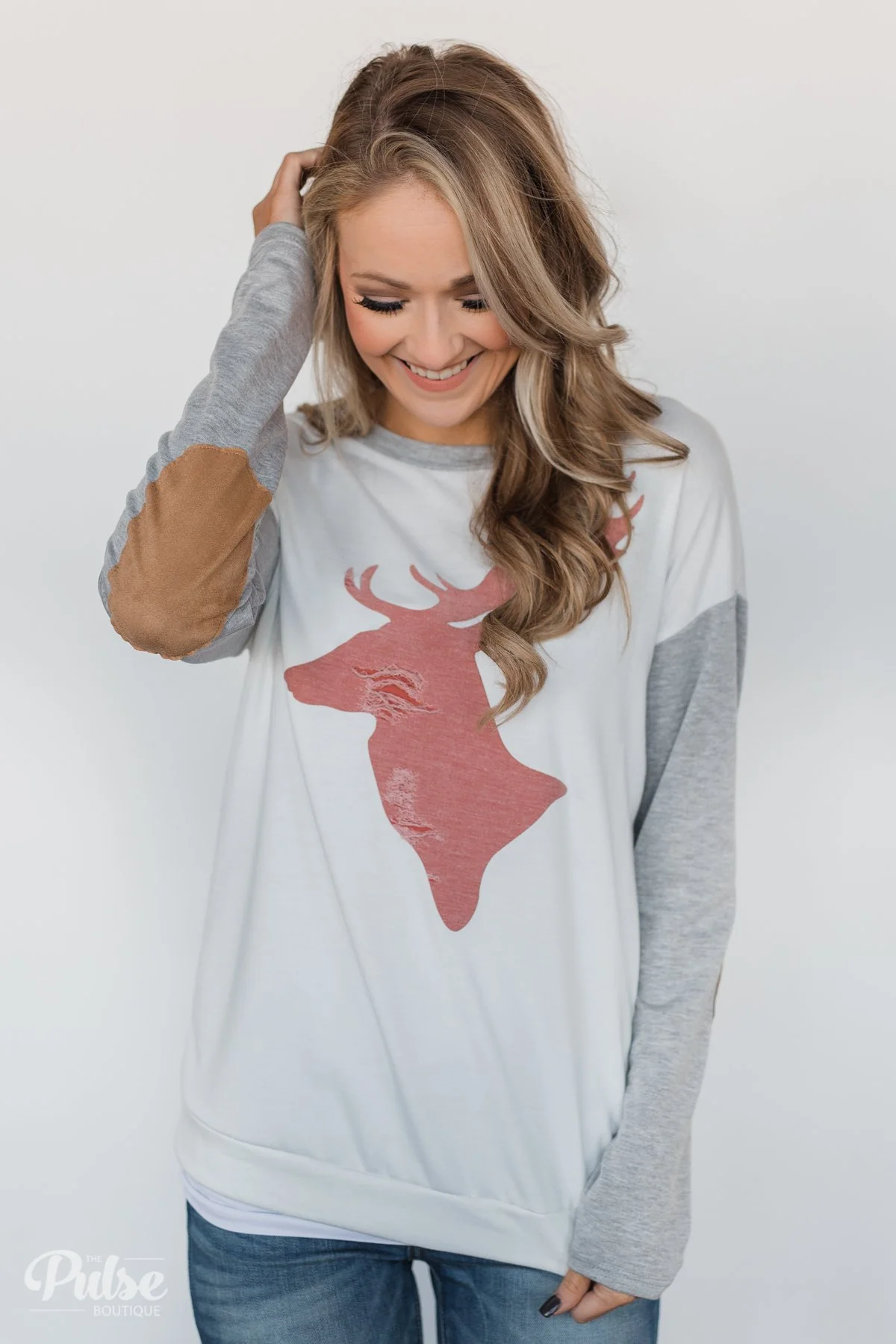 Distressed Deer Elbow Patch Top - Image 9