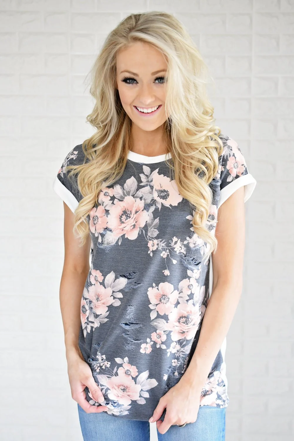 Distressed Floral Tee - Image 3